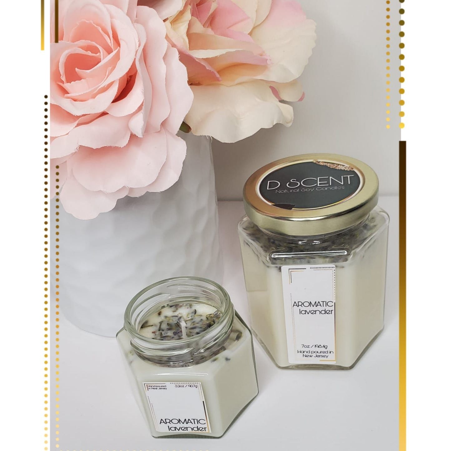 AROMATIC lavender Soy Candle | Small Hex Jar - D SCENT