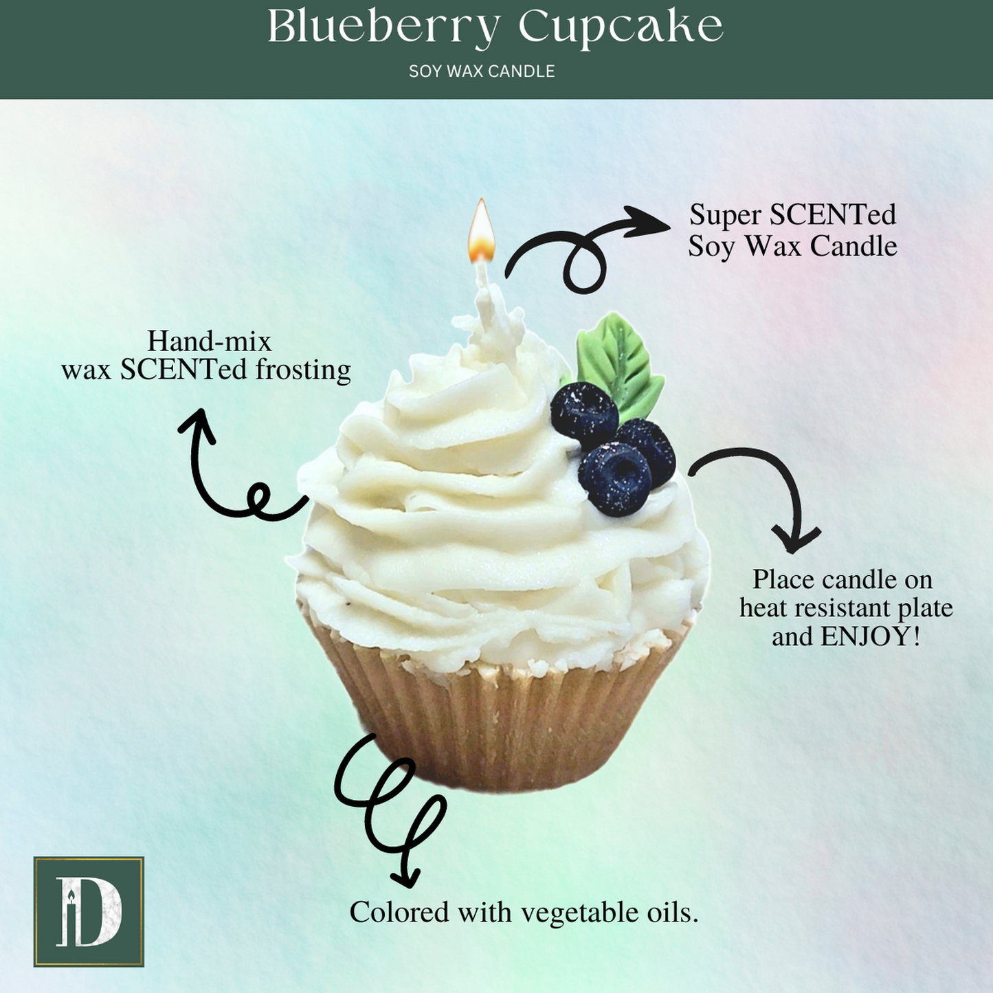Blueberry Cupcake Soy Wax CANDLE - D SCENT