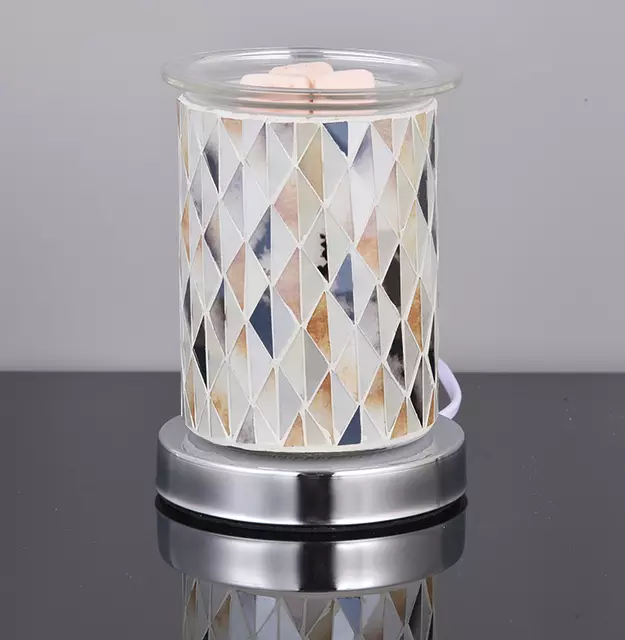 Gray Mosaic Glass Tiles Touch Electric US Wax Warmer / Oil Burner - D SCENT