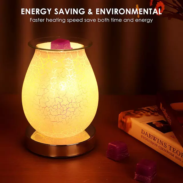 Touch White Cracked Paint Texture Flower Electric US Wax Warmer / Oil Burner - D SCENT