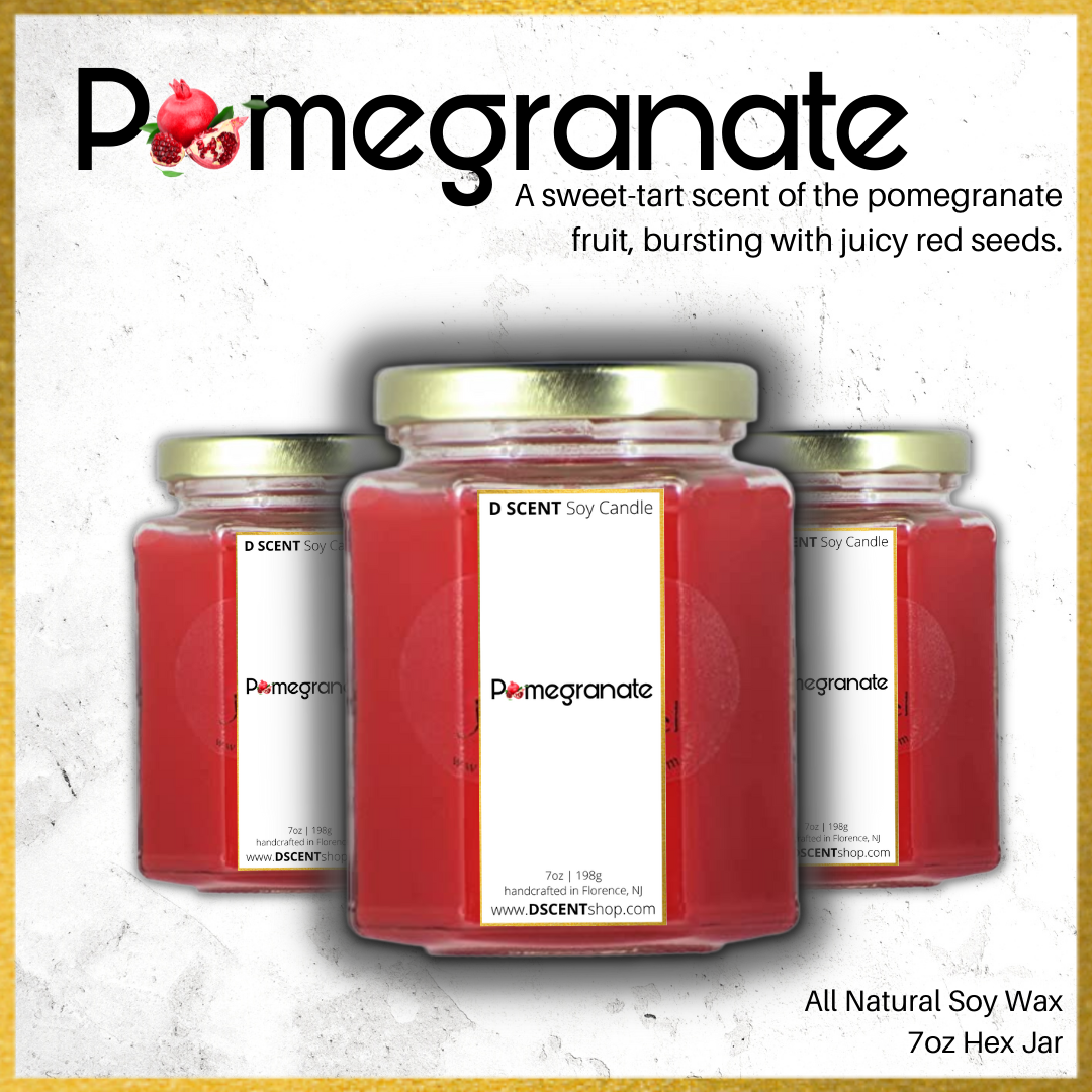 Pomegranate Soy Candle | Large Hex Jar - D SCENT