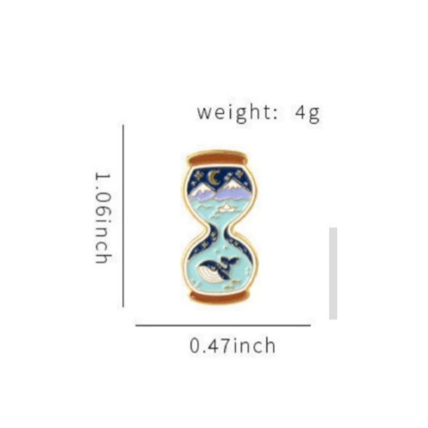 Sea Whale Night Mountain Hourglass Enamel Pin - D SCENT