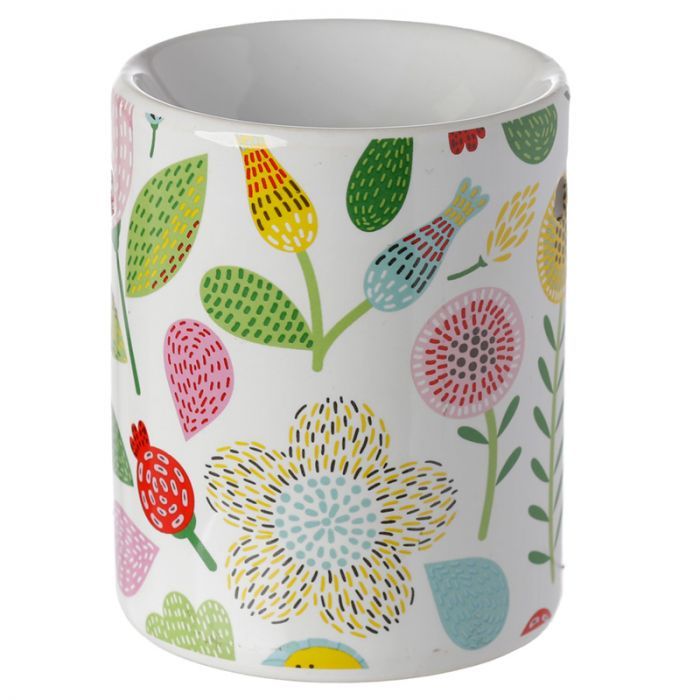 Colorful flowers print Ceramic Oil Burner / Wax Warmer - D SCENT