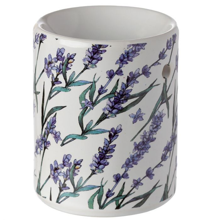 Lavender stems print Ceramic Oil Burner / Wax Warmer - D SCENT