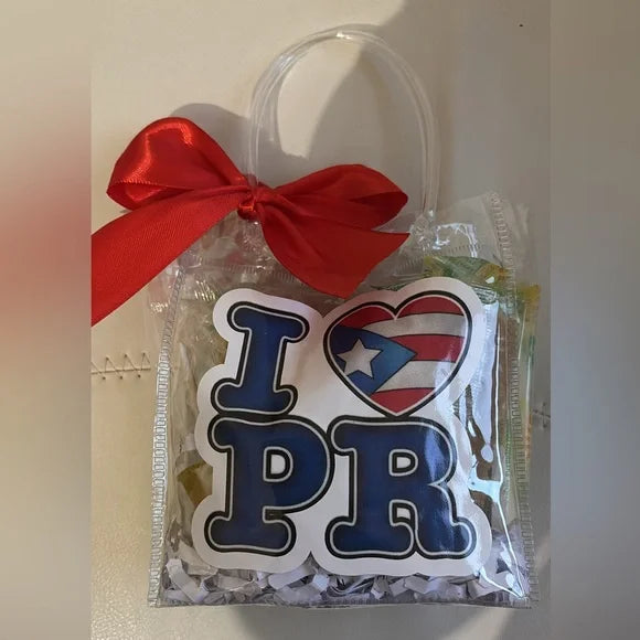 ๐ธ. #1617. I Love PR Party Favor Purse with Ribbon full of typical PR candy ๐ต๐ท