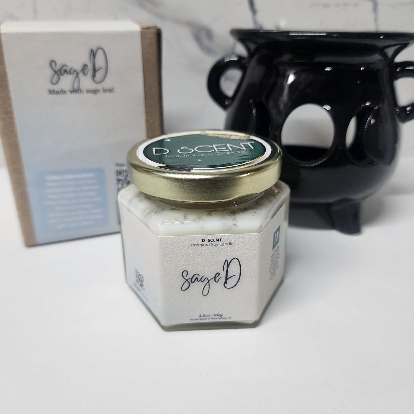 sageD Soy Candle | Small Hex Jar - D SCENT