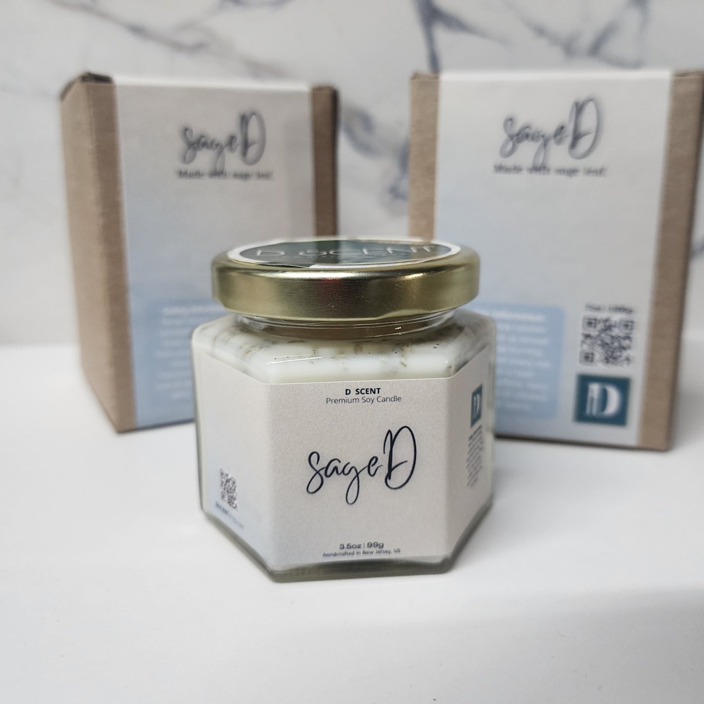 sageD Soy Candle | Small Hex Jar