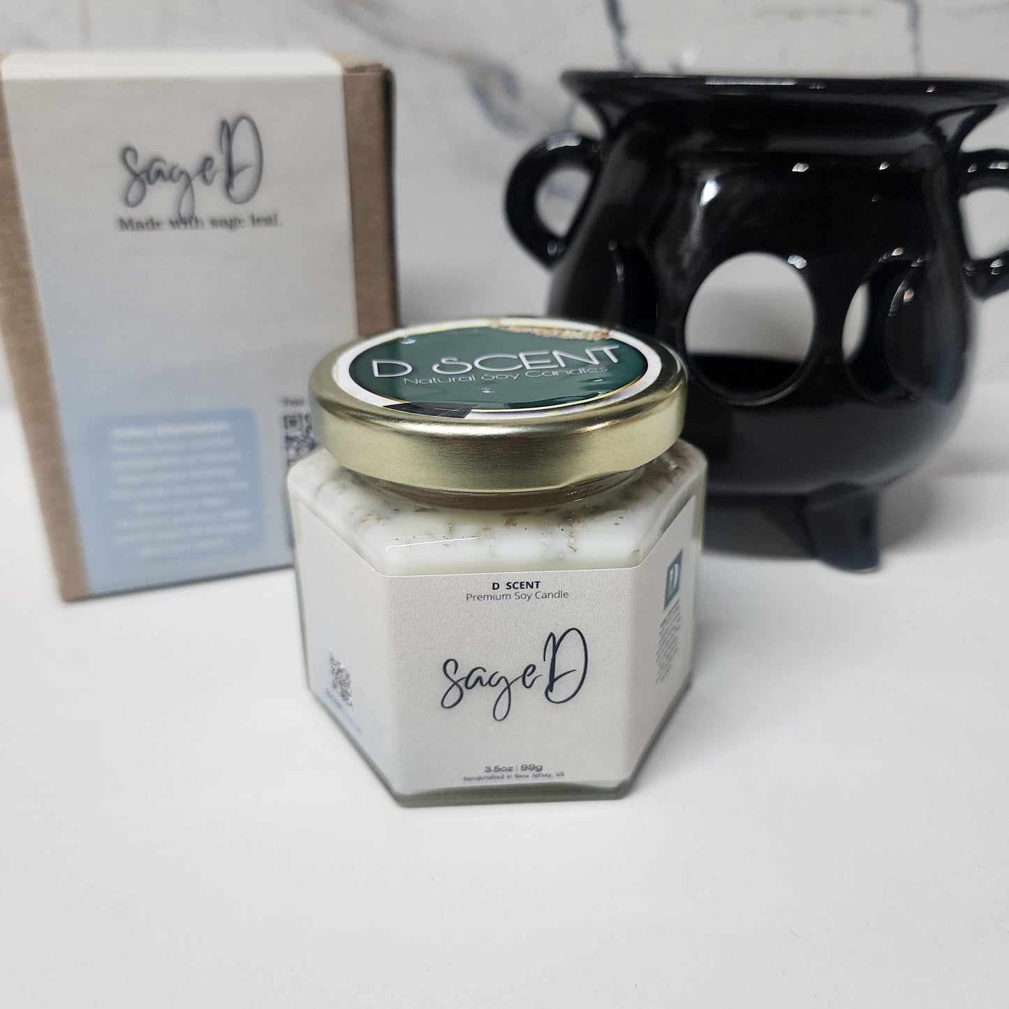 sageD Soy Candle | Small Hex Jar