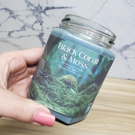 Black Coral & Moss Soy Candle | Large Hex Jar