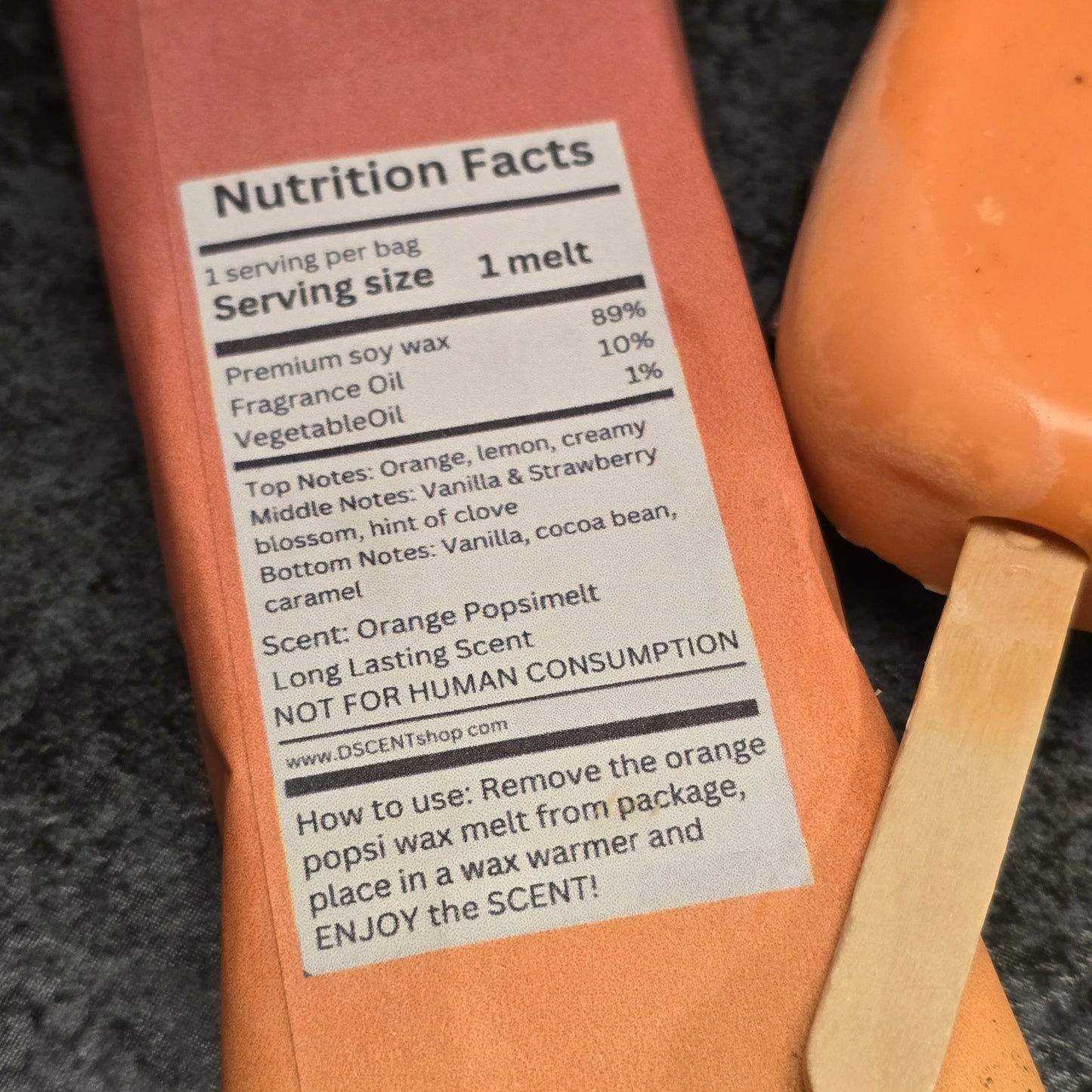 Orange Cream Popsicle Wax Melt in packaging