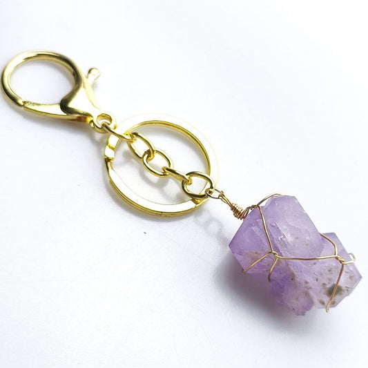 Amethyst Natural Crystal Raw Stone | Keychain - D SCENT 