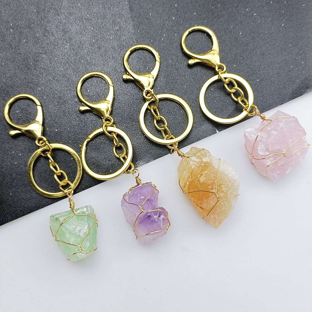 Amethyst Natural Crystal Raw Stone | Keychain - D SCENT 