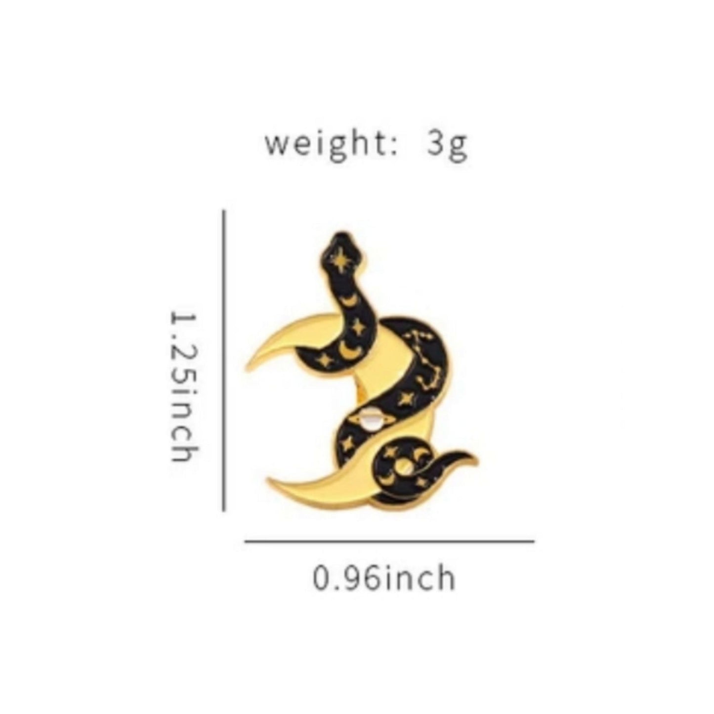 Black Space Snake with Moon Enamel Pin - D SCENT 