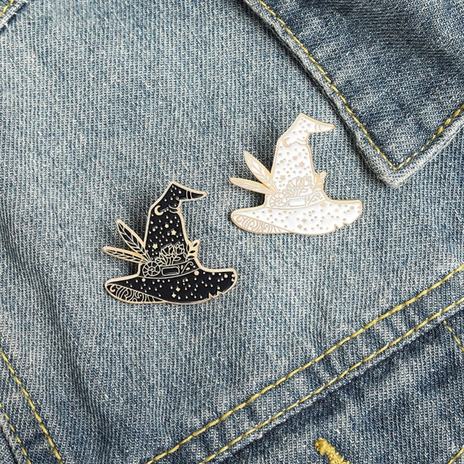 Black Space Witch Hat Enamel Pin - D SCENT 