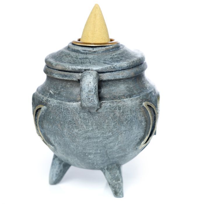 Cauldron with Triple Moon Backflow Incense Burner - D SCENT 