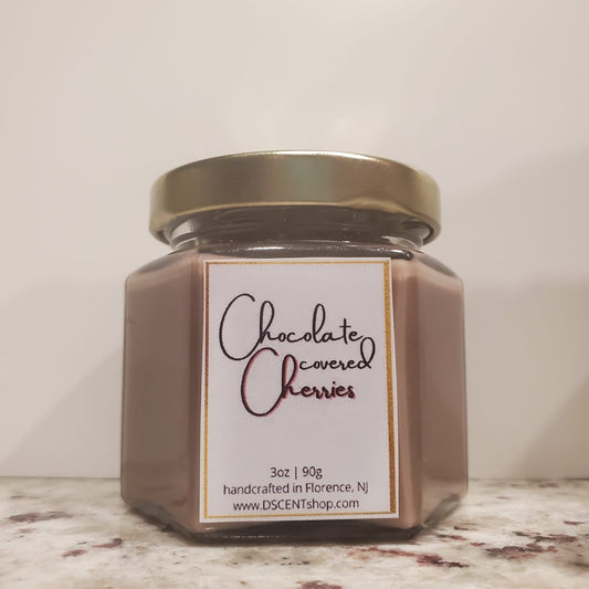 Chocolate Covered Cherries Soy Candle | Small Hex Jar - D SCENT 