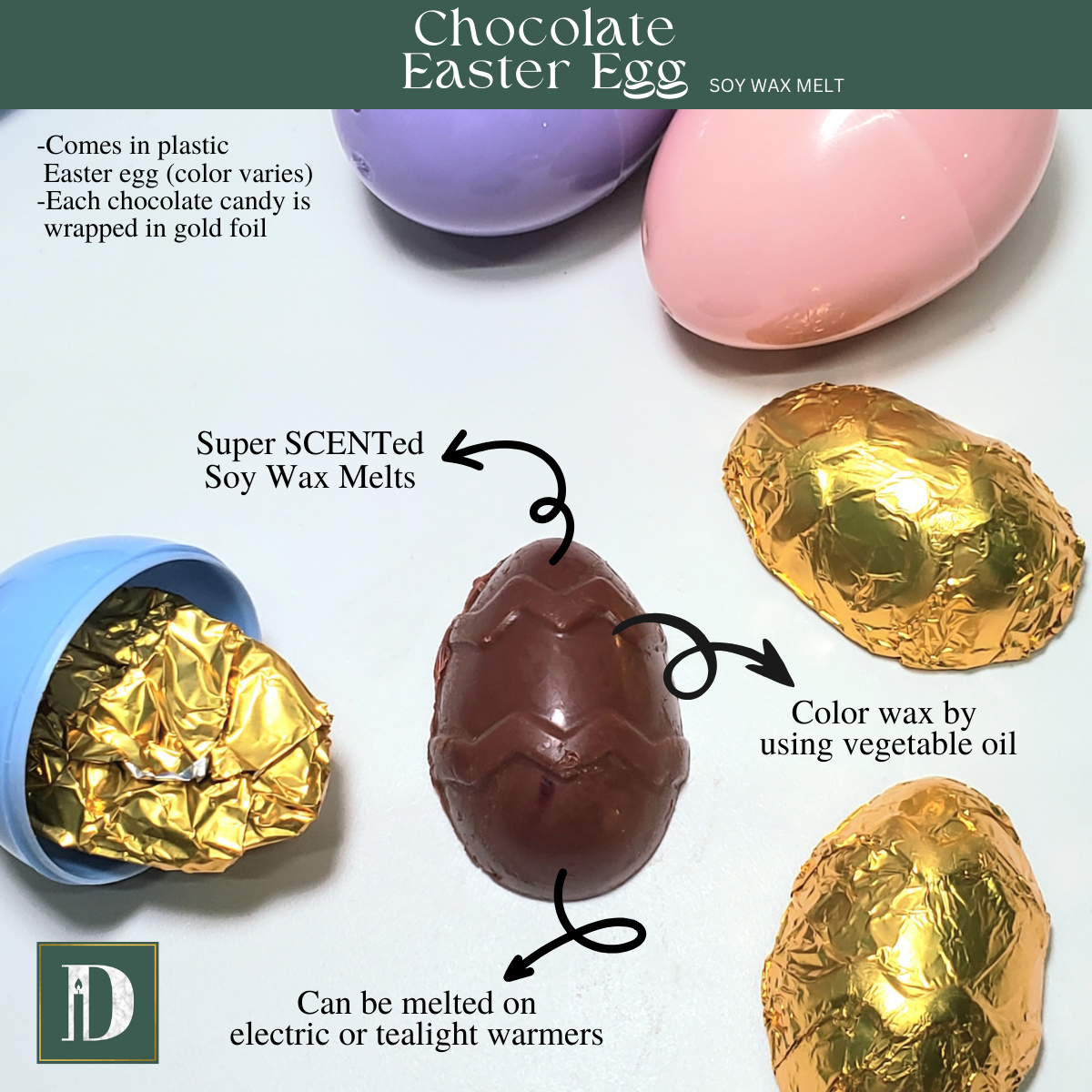Chocolate Easter Egg Soy Wax Melt | 2pcs per Plastic Egg - D SCENT 