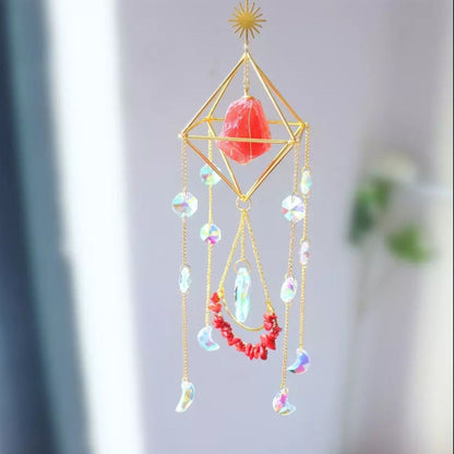 Crystal Wind Chime Moon and Sun Catcher - D SCENT 