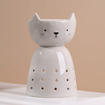 Gray Cat Pointy Ears Ceramic | Fragrance Warmer - D SCENT 