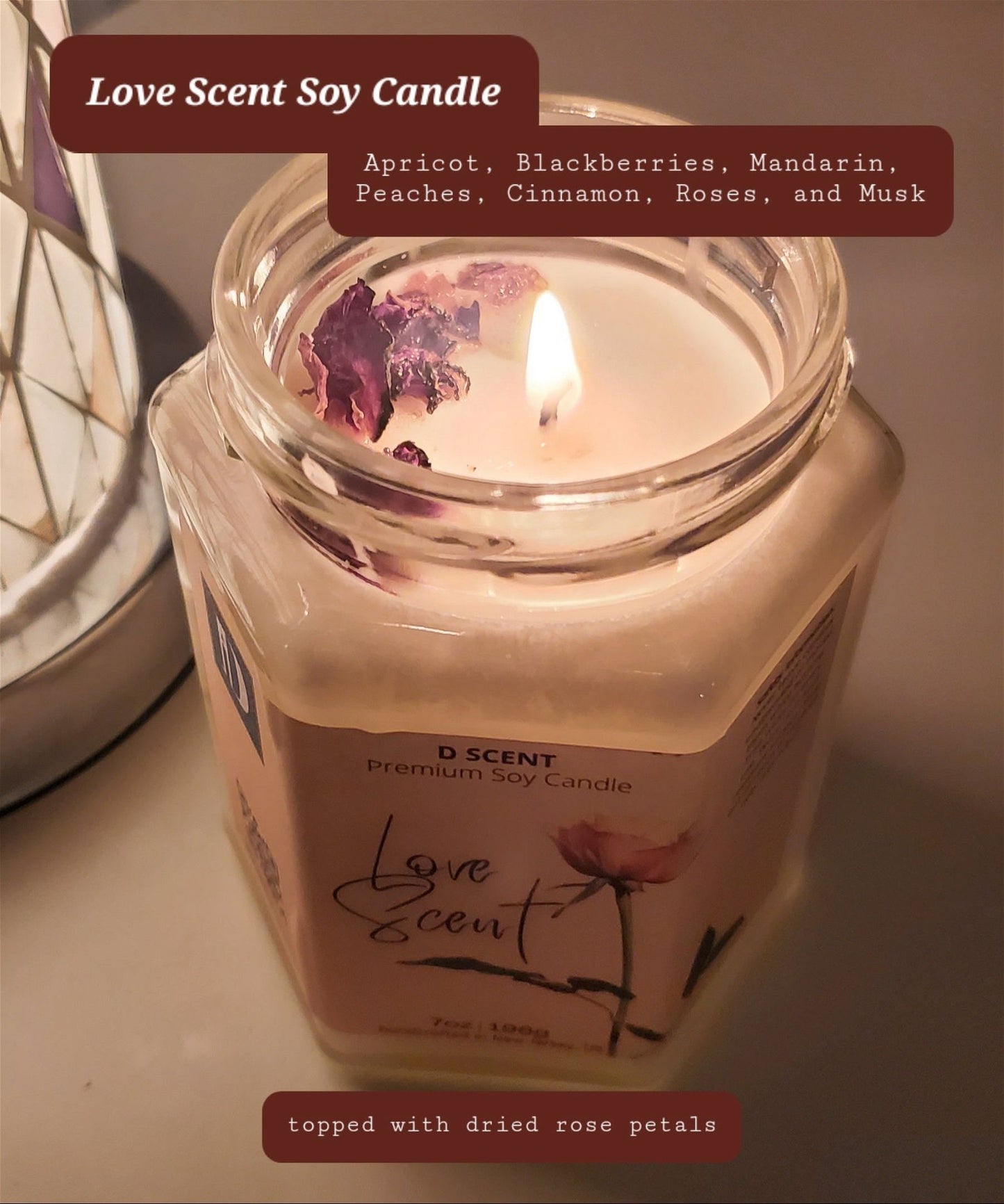 Love Scent Soy Candle | Large Hex Jar - D SCENT 