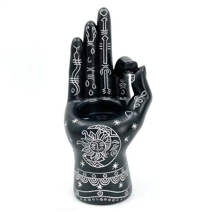 Mystic Hamsa Mantric Hand Resin Palmscape | Incense Burner and Tealight Holder - D SCENT 
