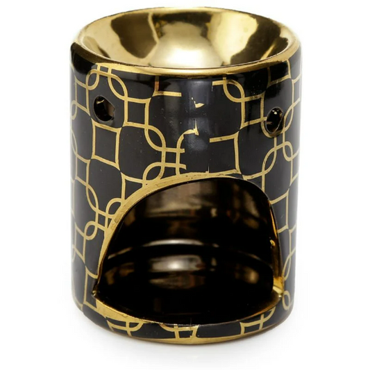 *ARRIVING SOON* Black Mini Gold Metallic Geometric | Ceramic Fragrance Warmer | Wax Warmer / Oil Burner - D SCENT 