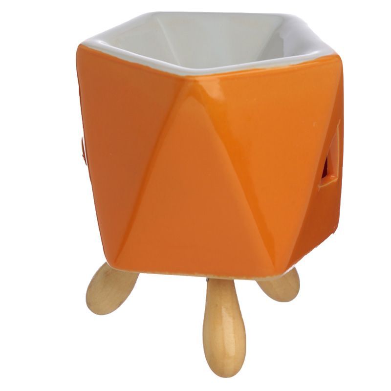 Bright Color Abstract with Wood Feet Ceramic  Wax Warmer / Oil Burner - D SCENT 