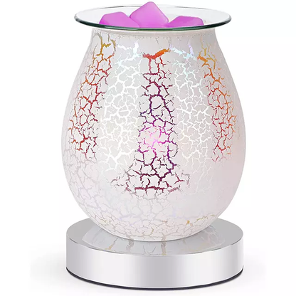 Touch White Cracked Paint Texture Flower Electric US Wax Warmer / Oil Burner - D SCENT 
