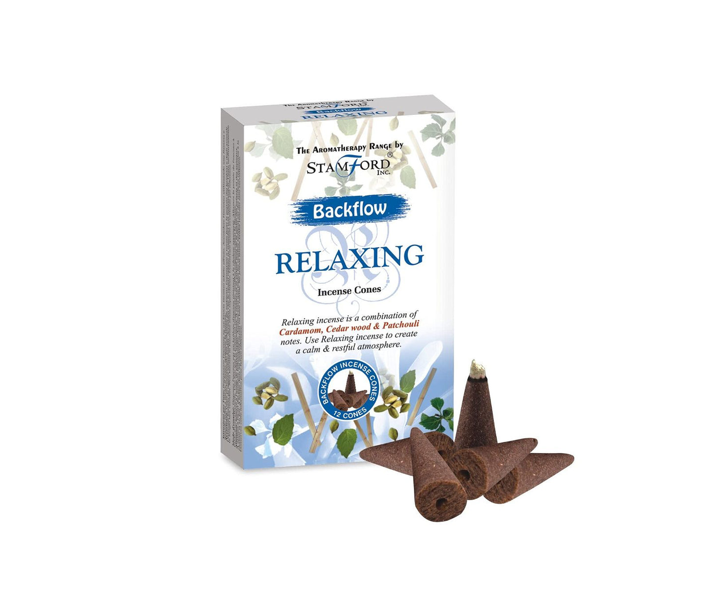 Relaxing (Cardamom, Cedarwood and Patchouli) | Stamford BACKFLOW Incense Cones - D SCENT 