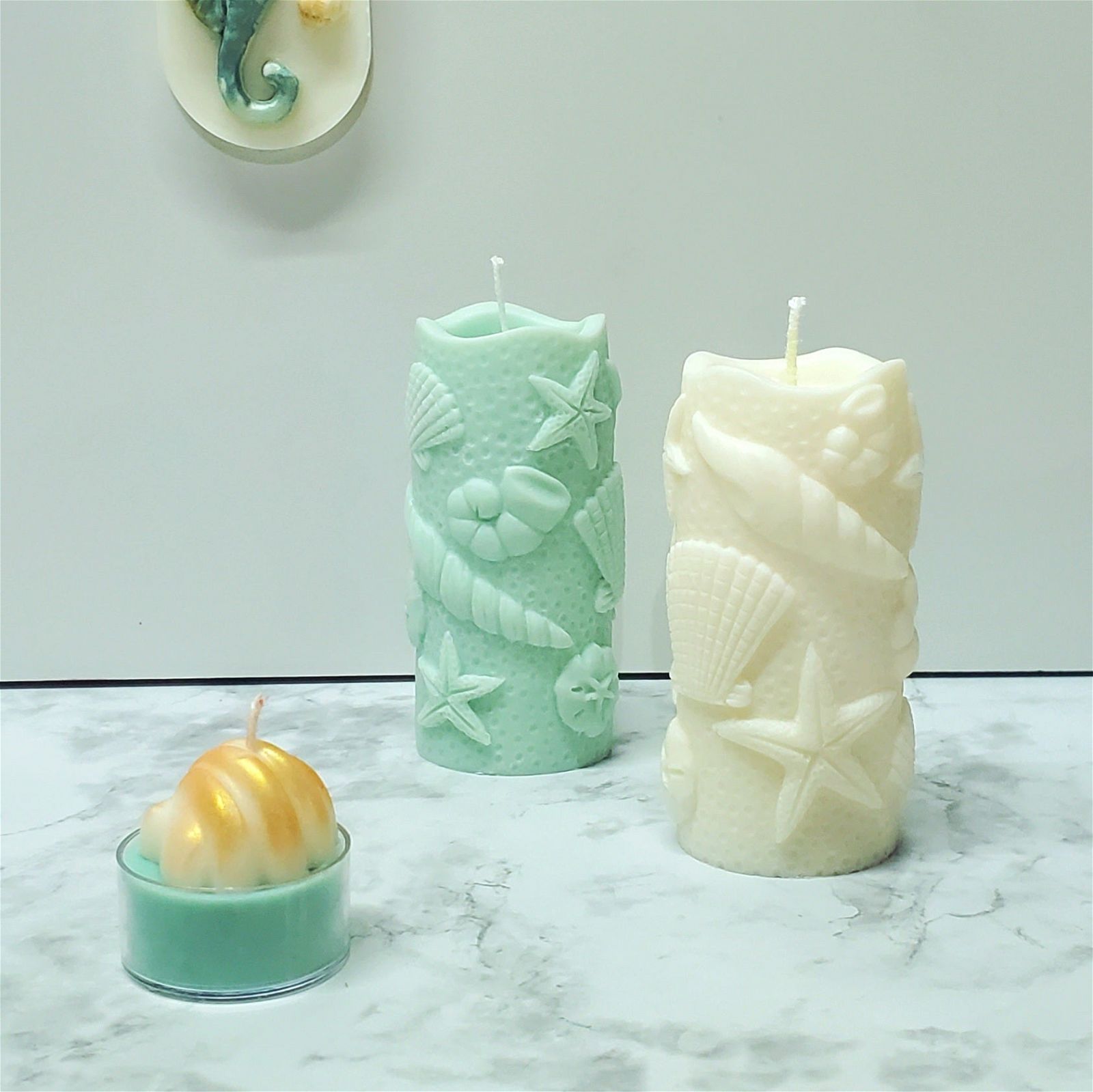 Sea Shell Pillar Candle | Soy Wax - D SCENT 