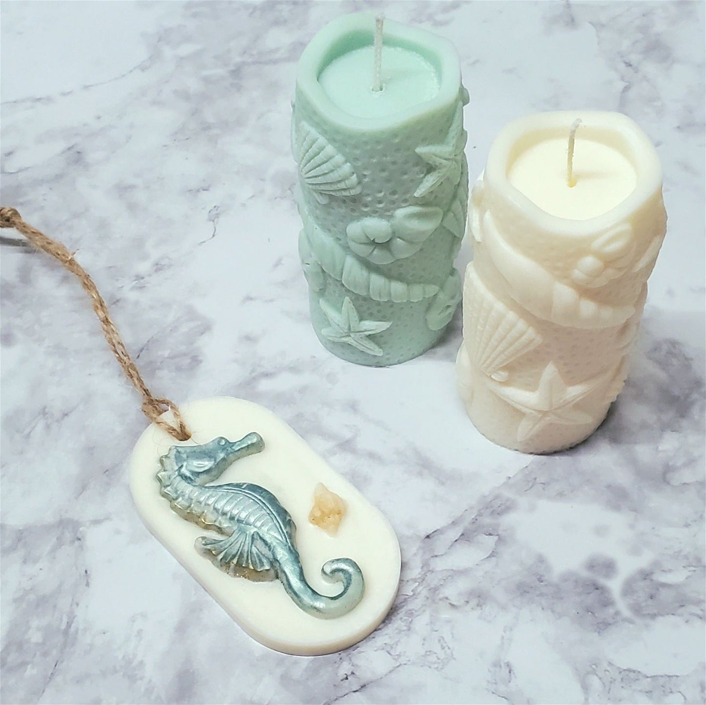 Sea Shell Pillar Candle | Soy Wax - D SCENT 
