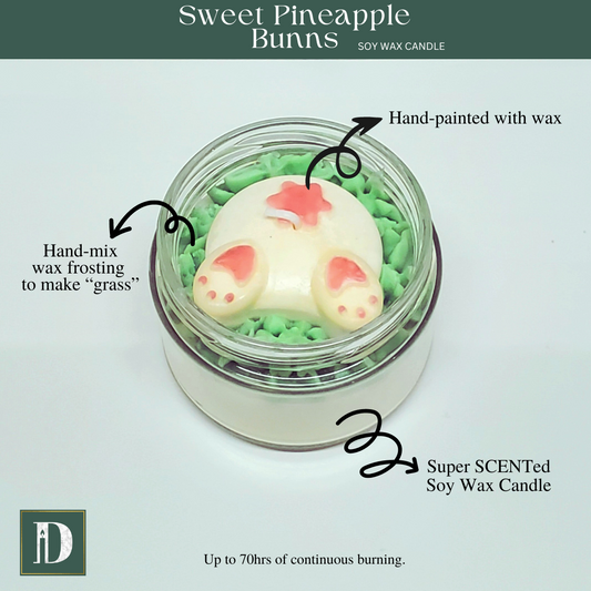 Sweet Pineapple Bunns Soy Candle | Wide Straight-Side Jar - D SCENT 