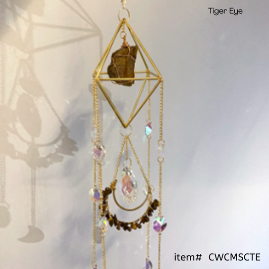 Tiger Eye | Crystal Wind Chime Moon and Sun Catcher - D SCENT 