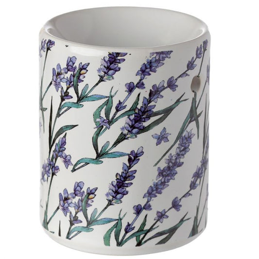 Lavender stems print Ceramic Oil Burner / Wax Warmer - D SCENT 