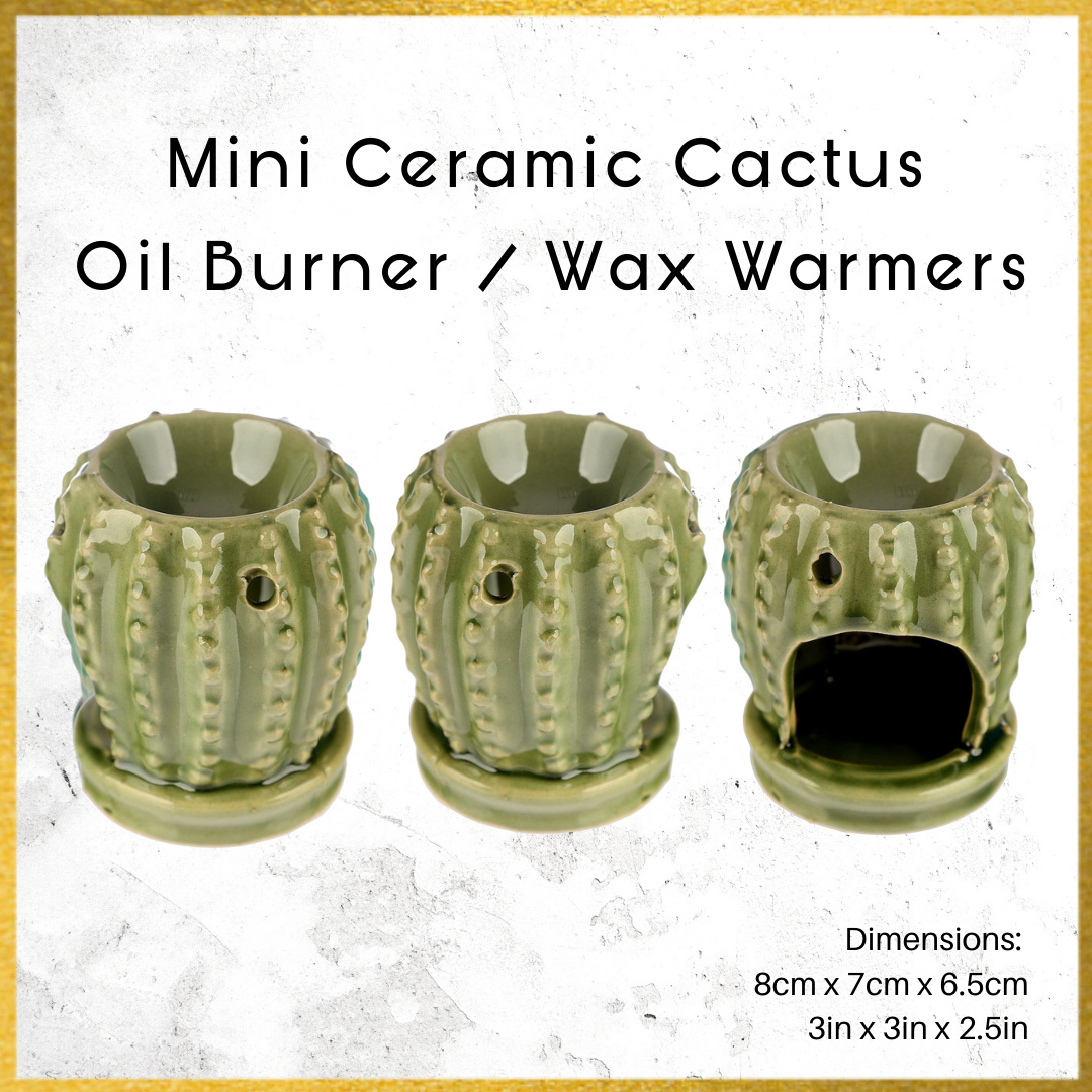 Light Green Mini Ceramic Cactus | Fragrance Warmer | Oil Burner / Wax Warmer - D SCENT 