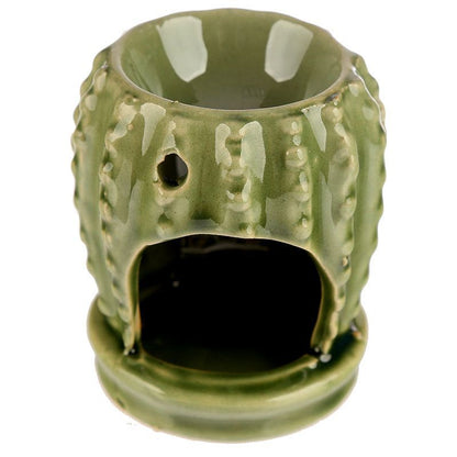 Light Green Mini Ceramic Cactus | Fragrance Warmer | Oil Burner / Wax Warmer - D SCENT 