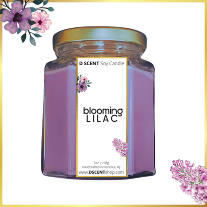 blooming LILAC Soy Candle | Large Hex Jar - D SCENT 
