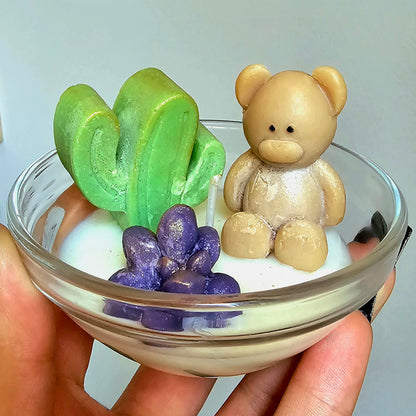 Teddy Bear Cactus Mini Candle, Handmade, Soy Wax, Aromatic, Home Frangrance, Boho Style