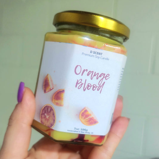 Orange Blood Soy Candle | Large Hex Jar