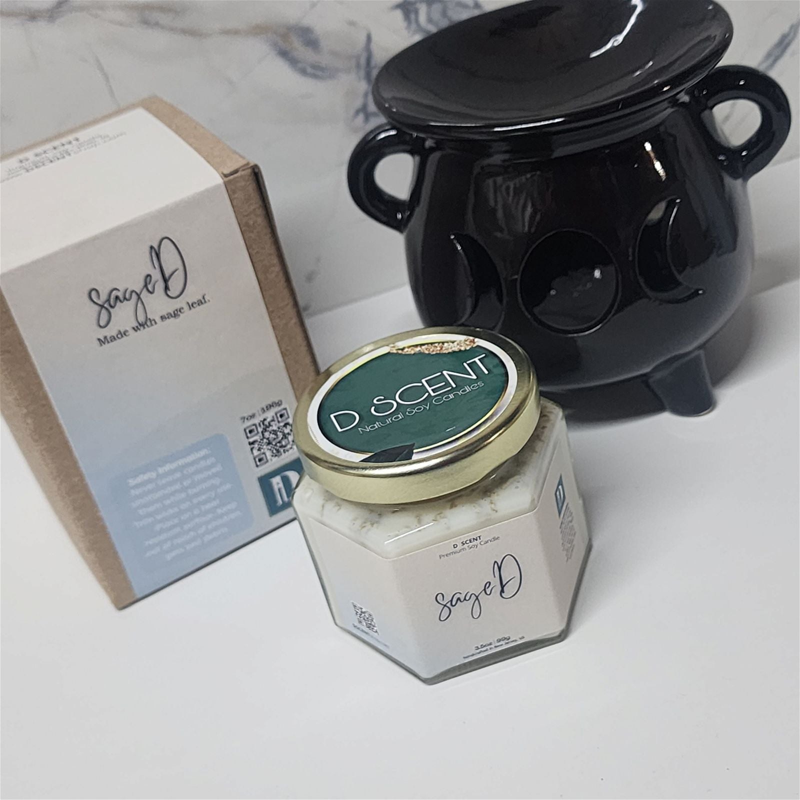 sageD Soy Candle | Small Hex Jar - D SCENT 