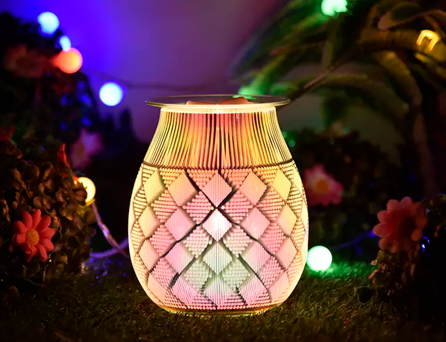 Color Changing 3D Diamond Dots & Lines Electric US Wax Warmer / Oil Burner