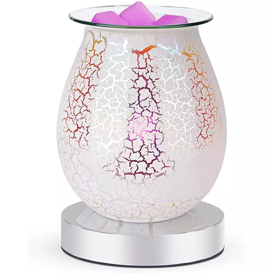 Touch White Cracked Paint Texture Flower Electric US Wax Warmer / Oil Burner