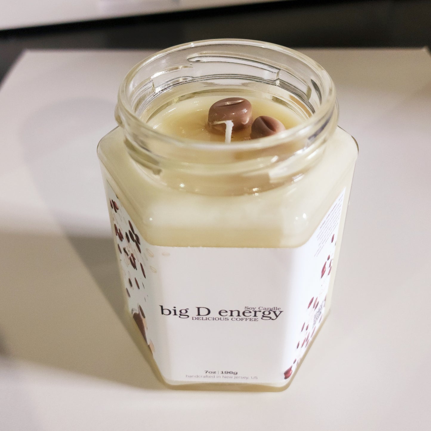 big D energy DELICIOUS COFFEE Soy Candle | Large Hex Jar