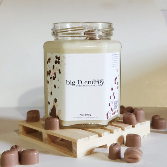 big D energy DELICIOUS COFFEE Soy Candle | Large Hex Jar