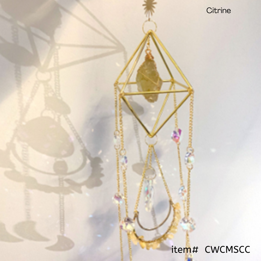 Citrine | Crystal Wind Chime Moon and Sun Catcher *ARRIVING SOON*