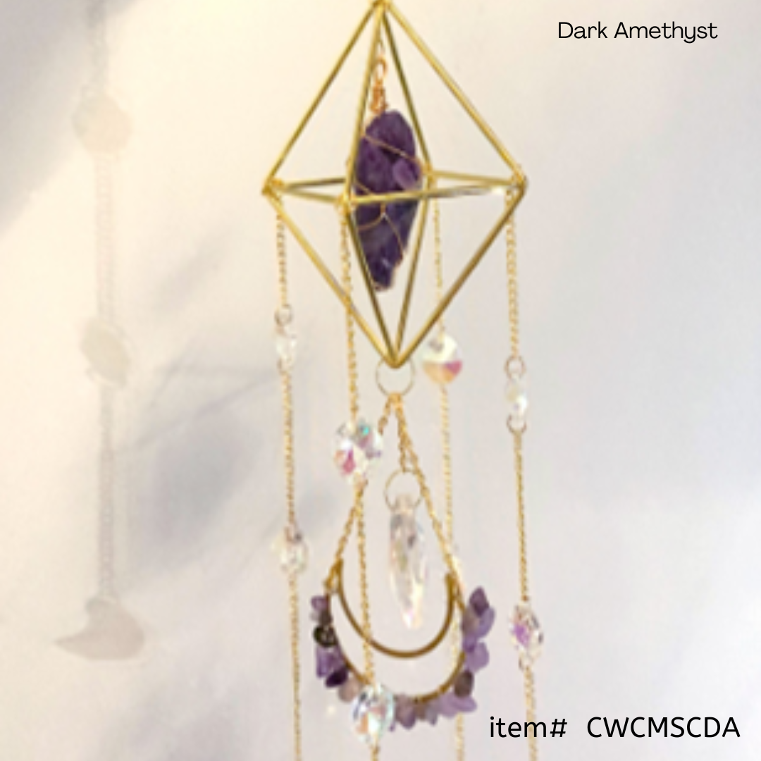 Dark Amethyst | Crystal Wind Chime Moon and Sun Catcher *ARRIVING SOON*