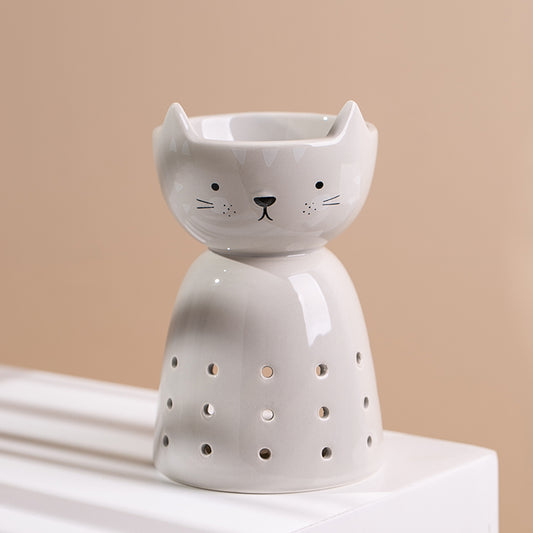 Gray Cat Pointy Ears Ceramic | Fragrance Warmer