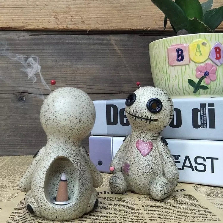 Doll with Needles and Patches Backflow Cone Incense Burner