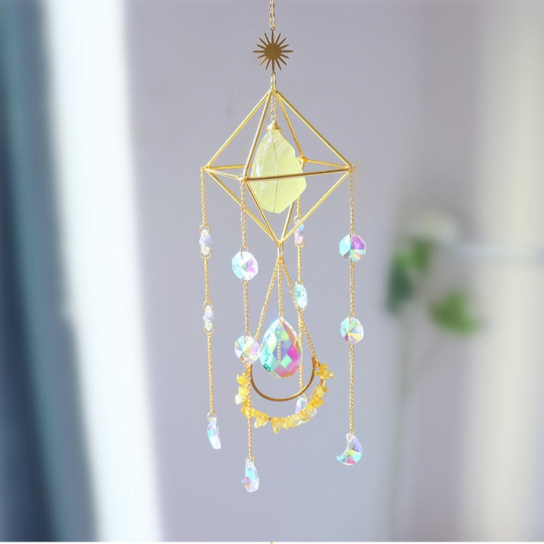 Citrine | Crystal Wind Chime Moon and Sun Catcher *ARRIVING SOON*