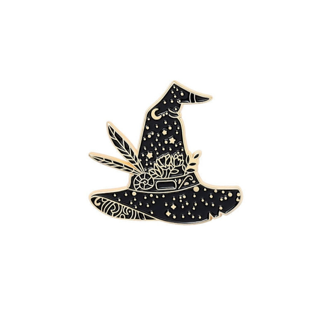Black Space Witch Hat Enamel Pin